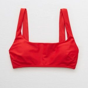 aerie red wide strap scoop bikini top!